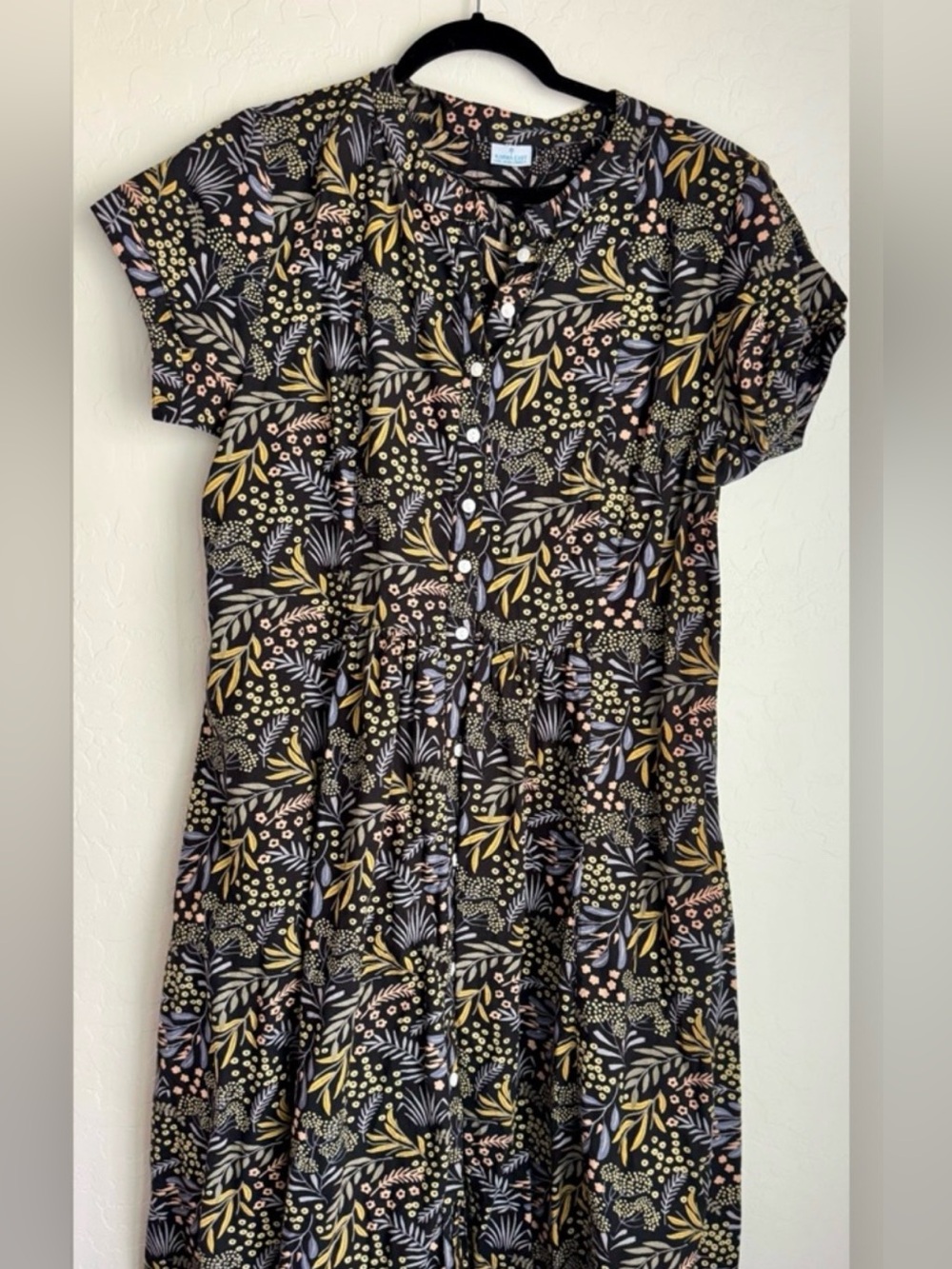 Karma East 100% cotton midi dress button front size XL